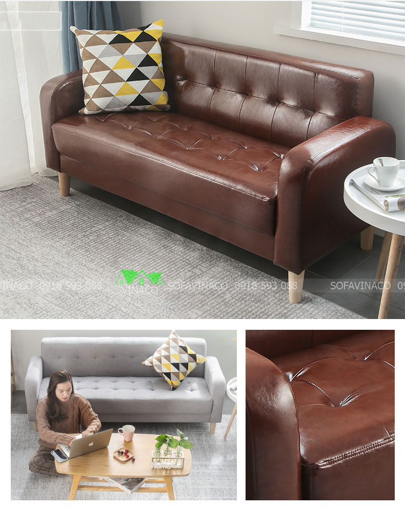 Mẫu ghế sofa bằng làm bằng da với thiết kế nhỏ gọn